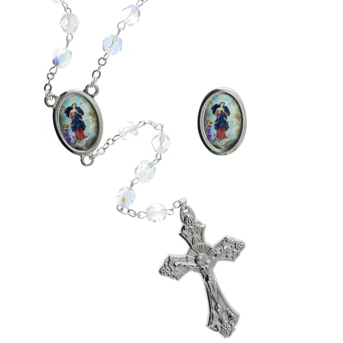 Virgin Mary Untier of Knots Silver Rosary
