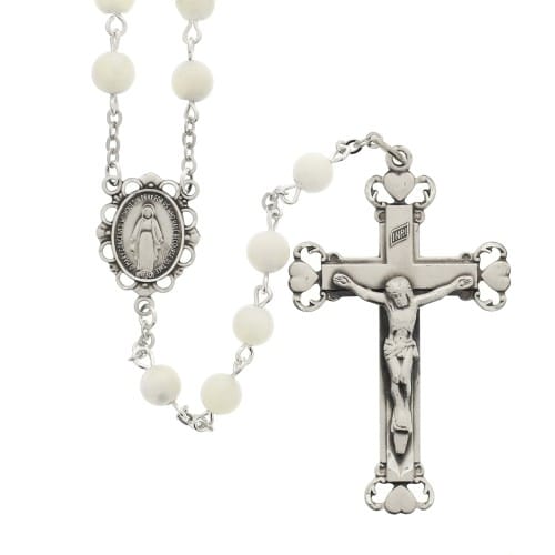 Mother of Pearl and Sterling Silver Rosary