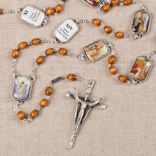 Stations of the Cross Silver Plated Rosary