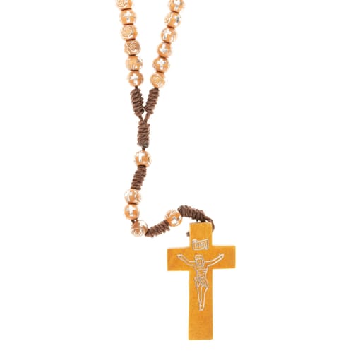 Italian Printed Wood Bead Rosary