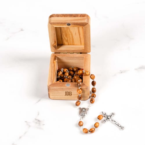 Olive Wood Rosary In Confirmation Box