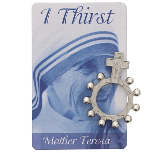 Mother Teresa Rosary Ring &amp; Prayer Card