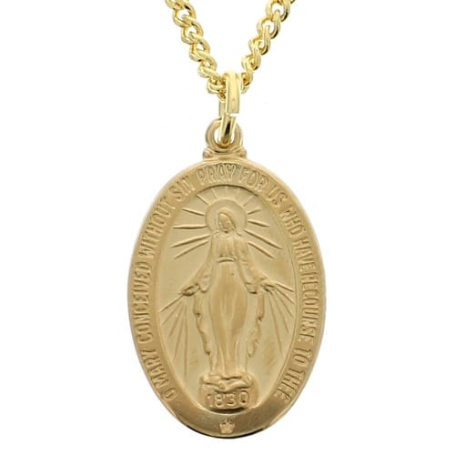 Gold/Sterling Silver Miraculous Medal on 20 inch chain