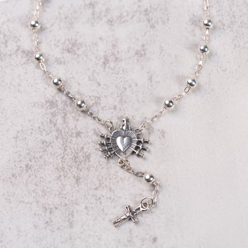 Sterling Silver Seven Sorrows Necklace, 18 inch Chain