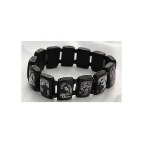 Brazilian Wood Saints Bracelet XL fit, Black & White Images