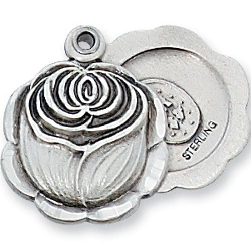 Rosebud Miraculous Medal on 18 inch chain