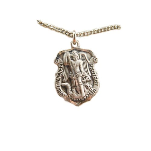 Saint Michael 'Shield' Medal - Sterling Silver