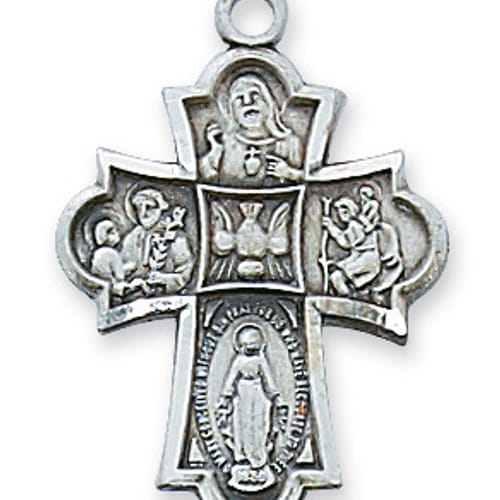 Sterling Silver Four-Way Medal on 18 inch chain