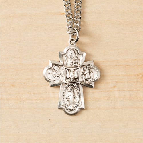 Sterling Silver Four-Way Medal on 24 inch chain