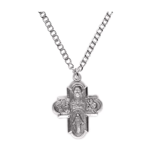 Sterling Silver Four-Way Medal on 24 inch chain
