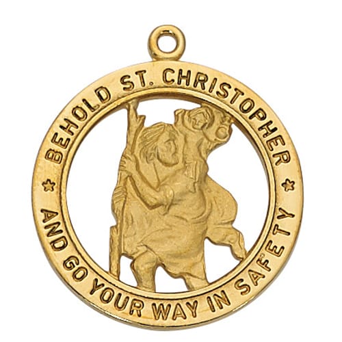 Gold/Sterling Silver St. Christopher Medal on 24 inch chain