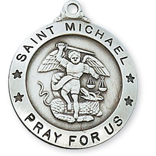 Sterling Silver St. Michael Medal on 24 inch Chain