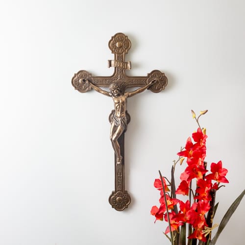Bronzed Wall Crucifix, 20 inch