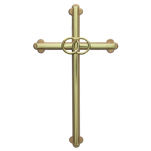 Gold Wedding Cross with Gold Rings 8 inch