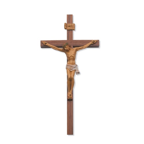 Walnut Cross with Handpainted Corpus - 24 inch