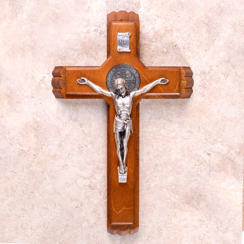 Brown St. Benedict Sick Call Set Crucifix - 12 inch