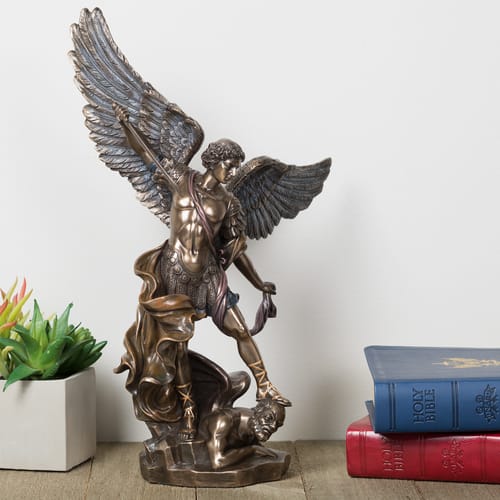 St. Michael Bronze Finish Statue, 14&quot;