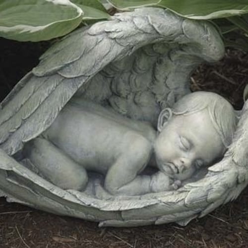 Sleeping Baby in Wings Garden Figure