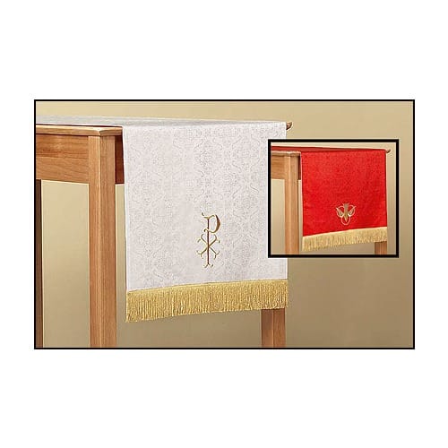 Jacquard Reversible Table Runner with Dove: Red/White