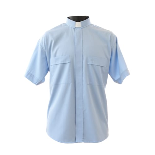 Light Blue Short Sleeve Clergy Shirt