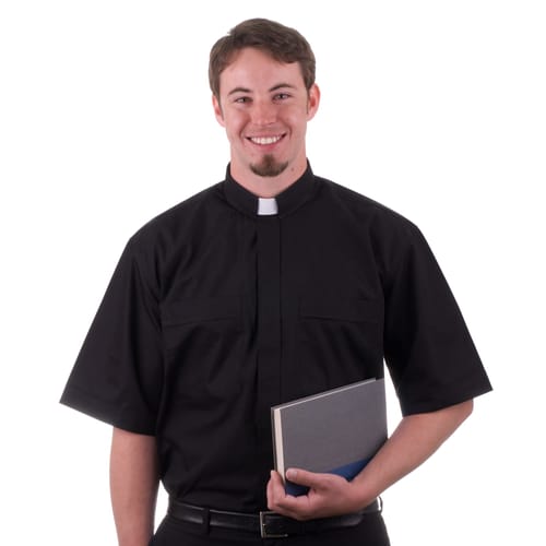 Black Short Sleeve Clergy Shirt