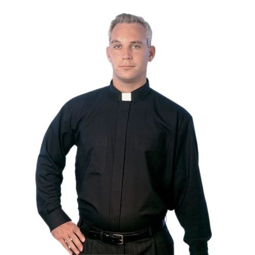 Black Long Sleeve Clergy Shirt