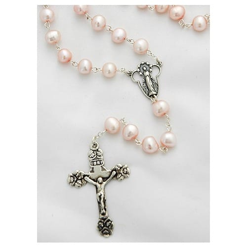 Sterling Silver Pink Freshwater Pearl Rosary