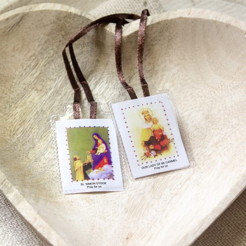 Laminated Scapular with Brown Strings