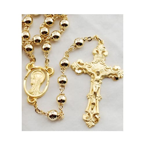 Gold Plated Metal Rosary - 6mm