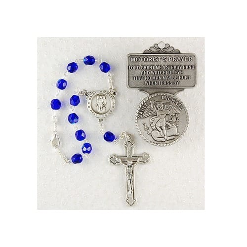 St. Michael Auto Rosary and Visor Clip