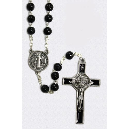 Saint Benedict Wood Bead Rosary