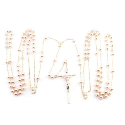 Wedding Lasso Rosary - Pearl Beads - Gold Chain