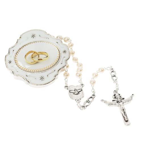 Wedding Rosary Holder and Pearl Rosary