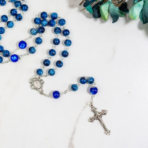 Dark Blue Marbled Rosary