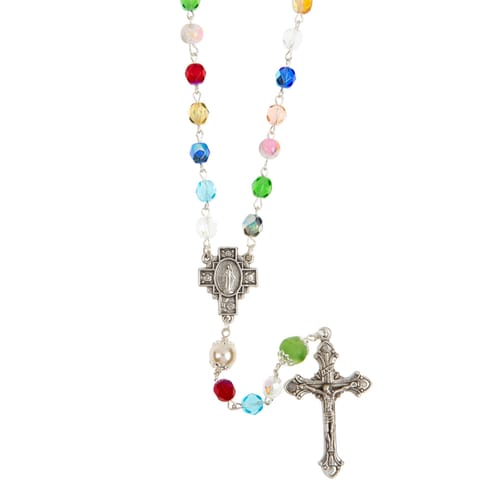 Multicolored 6mm Glass Rosary