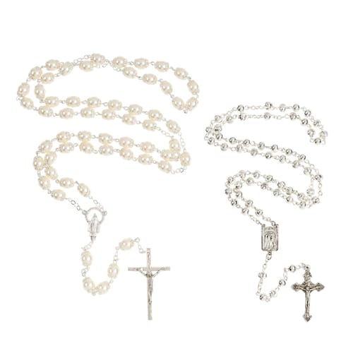 Mother &amp; Child Silver Rosary Set