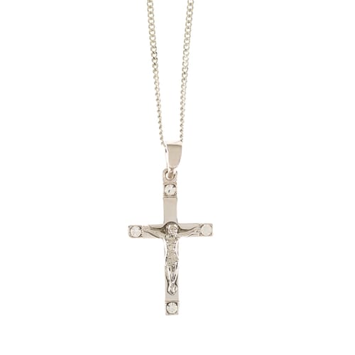 SS Crucifix w/ Crystals Necklace