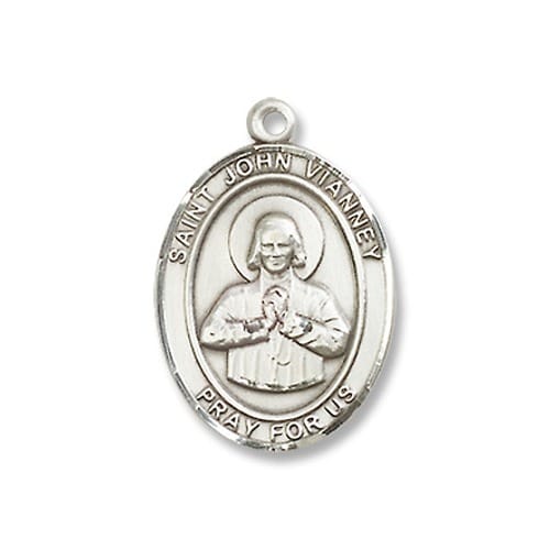 Sterling Silver St. John Vianney Pendant w/ Chain