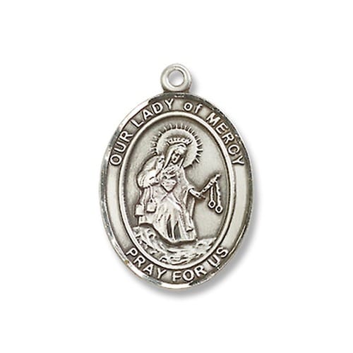 Sterling Silver Our Lady of Mercy Pendant w/ Chain