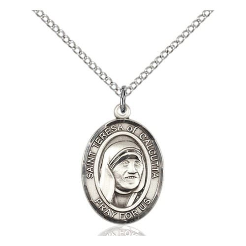 Sterling Silver Blessed Teresa of Calcutta Pendant w/ Chain