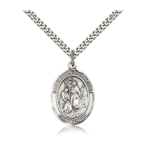 Sterling Silver St. John the Baptist Pendant w/ chain