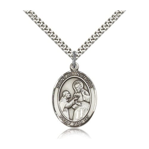 Sterling Silver St. John of God Pendant w/ chain