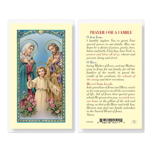 Prayer for a Family - Holy Family Prayer Card