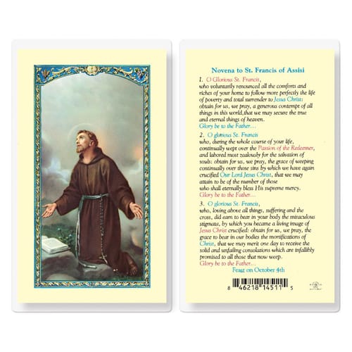Novena in direction of St. Francis of Assisi - Prayer Card picture relating to Surrender Novena Printable titled Novena toward St. Francis of Assisi - Prayer Card