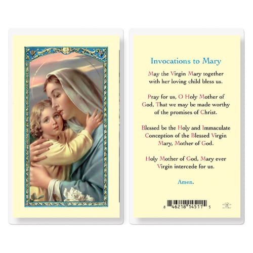 Invocation Prayer - Mary holding child Jesus - Prayer Card