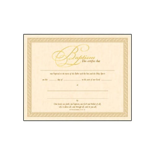 Gold Baptism Certificate