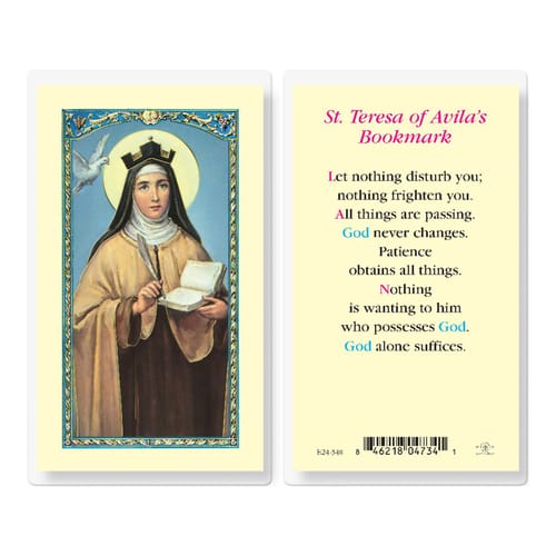 St Teresa Laminated Prayer Card