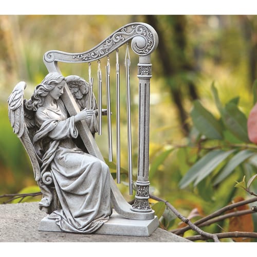 Garden Angel with Harp Chimes 10