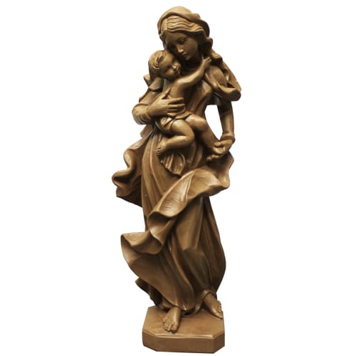 Flowing Madonna & Child Statue 19”