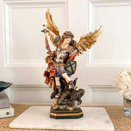 St. Michael Hand-Painted Italian Statue